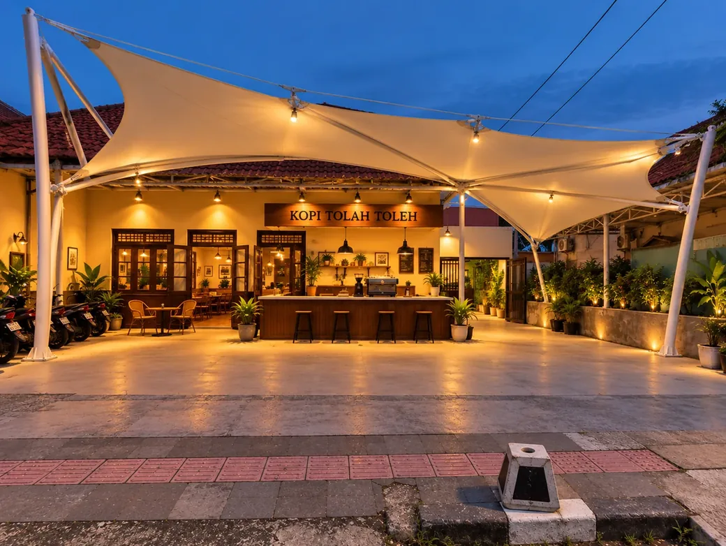 Contoh kanopi membran untuk kafe